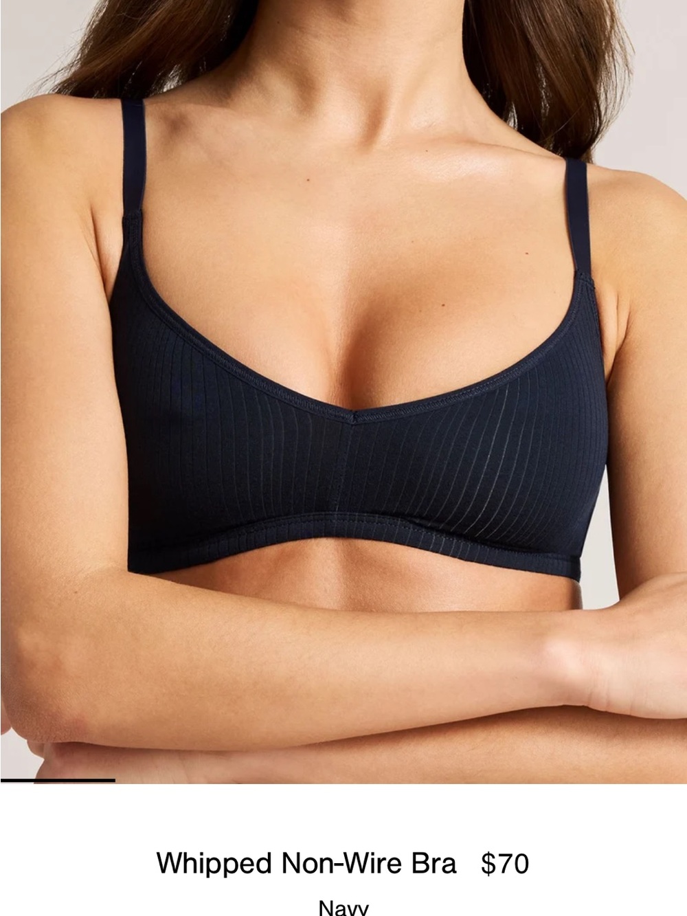 Negative Whipped Non-Wire Bra Ribbed Modal Navy Size 1